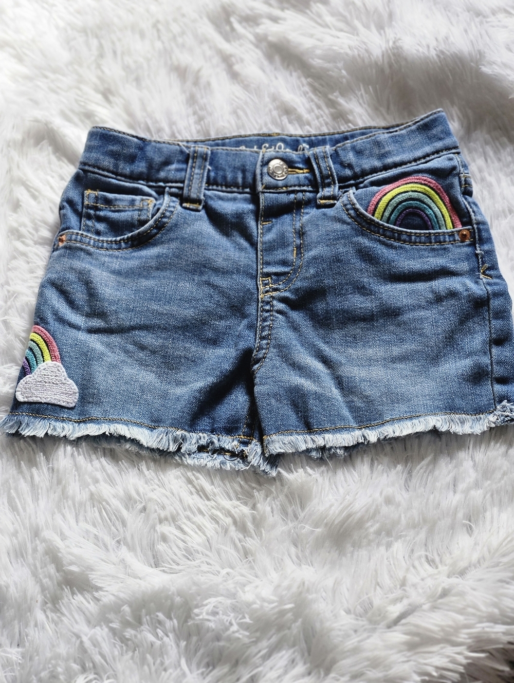 Kids Denim Shorts with Rainbow Patch